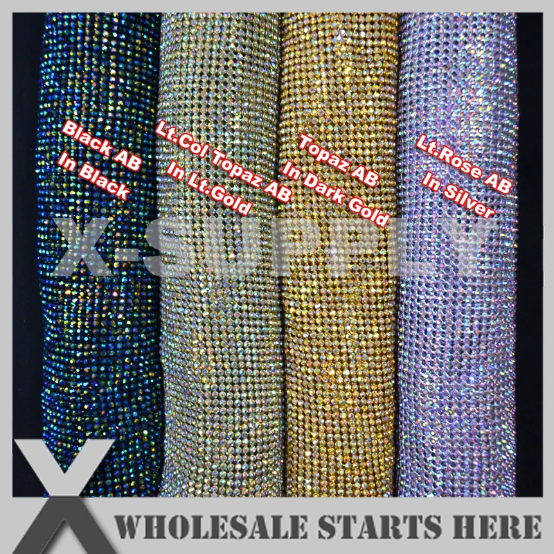 3 мм AB Цвета гибкие металлические стразы из сетчатой ткани в алюминиевая Базовая