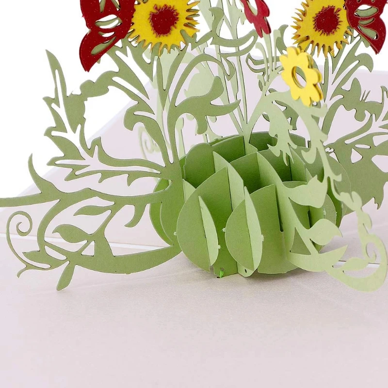 3D выдвижной подсолнух цветок поздравительная открытка Рождество День Рождения