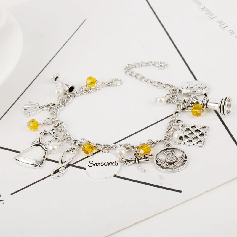 Модный ТВ ювелирный браслет Outlander Scottish Thistle Scotland Celtics Knot стетоскоп Wristhand для женщин