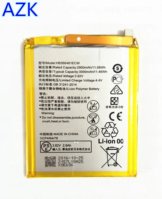 АЗК 3000 мА/ч HB366481ECW литий ионная аккумуляторная батарея для телефона Huawei P9 Ascend Lite G9
