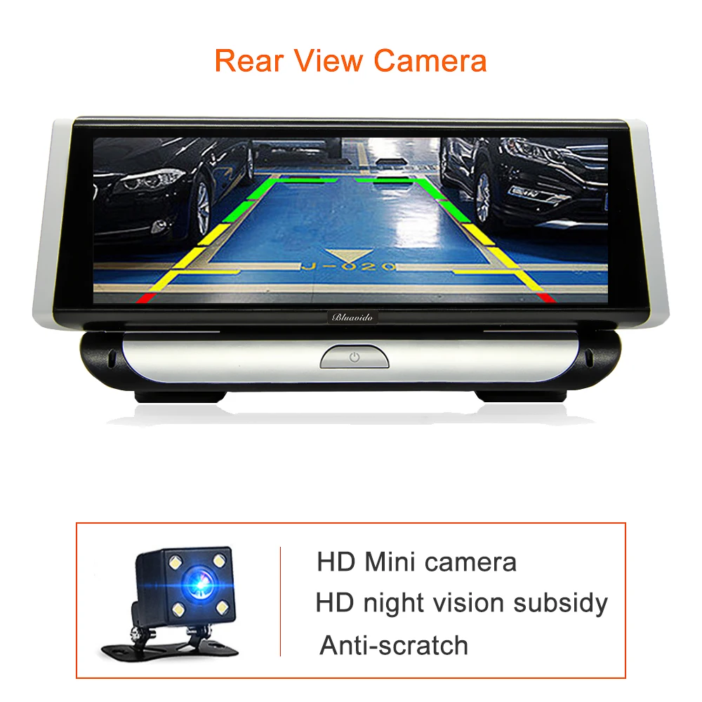 Bluavido 8 &quotIPS 4G Android Автомобильный видеорегистратор GPS камера ADAS Sygic навигация Full HD