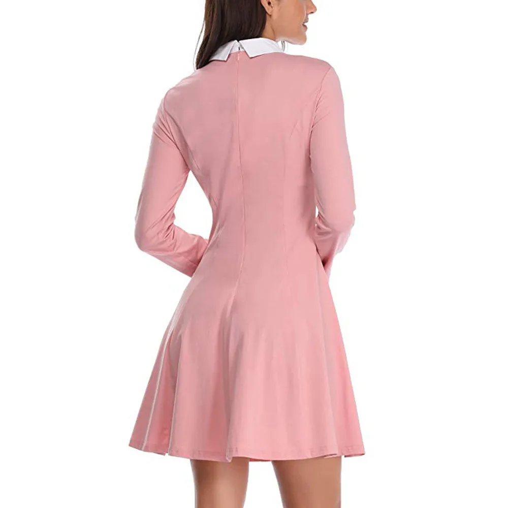 Vetement femme 2019 женское модное Повседневное платье с длинными рукавами и круглым