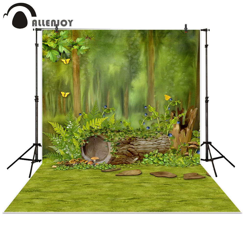 Allenjoy фотофоны для съемок леса дерева бабочек зеленая сказочная Красивая Студийная фотосъемка новорожденных