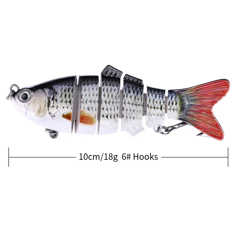 

HENGJIA 1pcs Fishing Lure 10cm 20g 3D Eyes 6-Segment Lifelike Fishing Hard Lure Crankbait With 2 Hook Fishing Baits