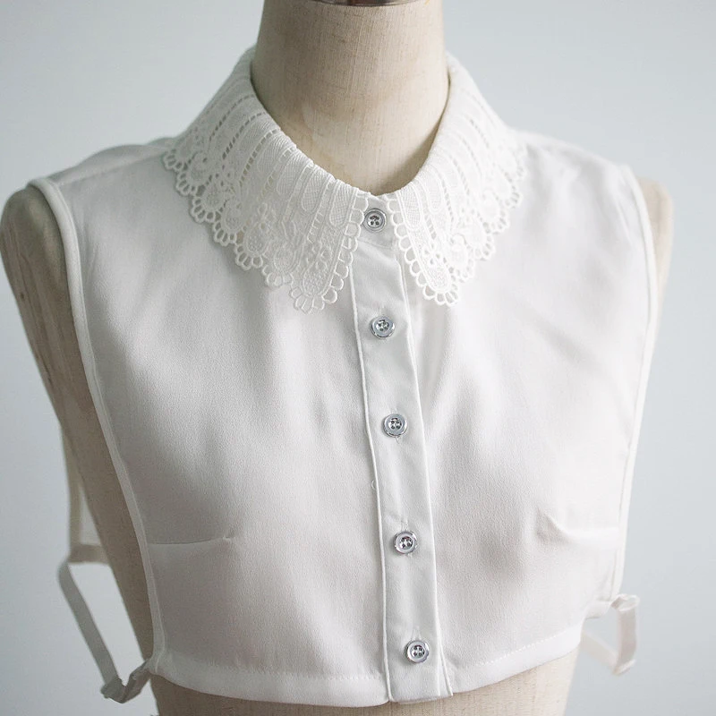 Women lace collar white chiffon decorative border fake collars apparel accessories |