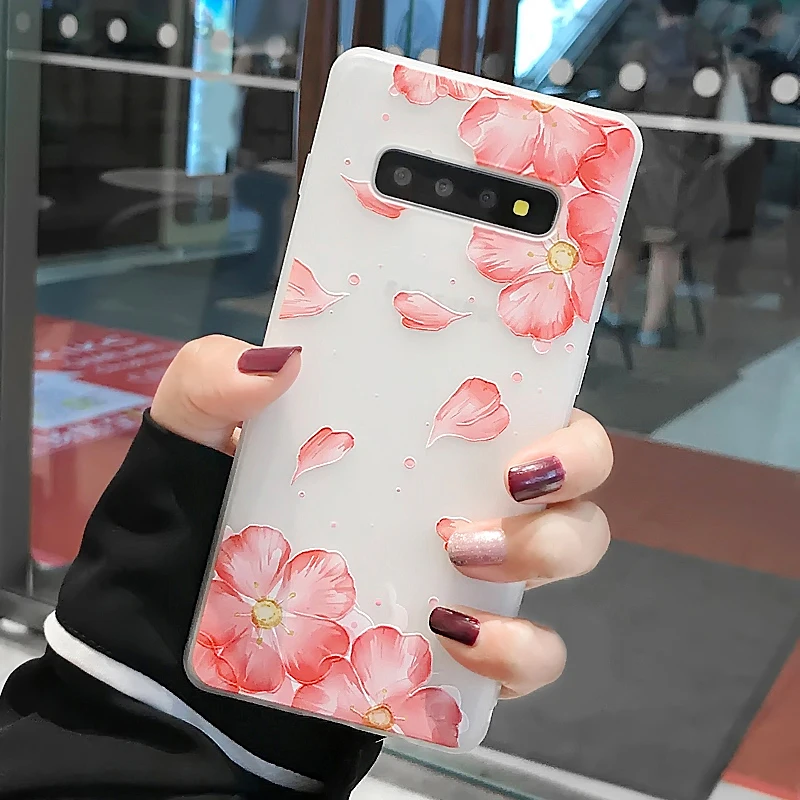YHBBCASES чехол для телефона с розовыми цветами из мультфильма Samsung Note 8 9 рельефный
