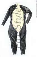 s hot sell high neck latex catsuit black and white rubber