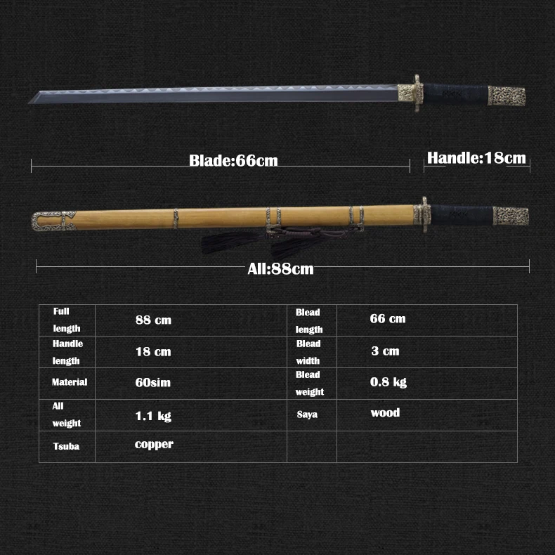 Древний ручной работы настоящий Тан дао китайский меч катана Полный Танг