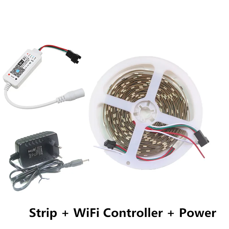 LED Strip Kit 1 м 2 м 3 м 4 м 5 м WS2811 светодиодный WiFi умная лента лампа программируемых индивидуальных адресуемый 30 пикс./м 2811 пикселей Светодиодные ленты Комплект Мощность - Испускаемый цвет: LED Strip Kit