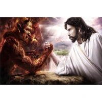 full squareround drill 5d diy diamond painting new jesus and satan contest embroidery cross stitch home decor gift wg646