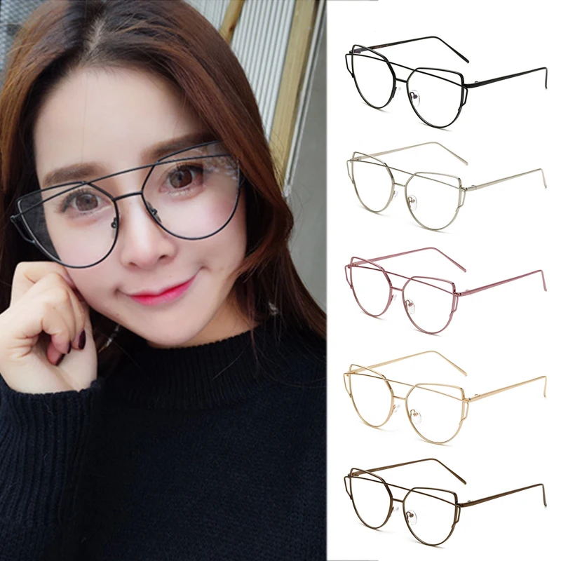 2017 модные очки плоские линзы оправа для женщин фирменный дизайн Двойные Лучи