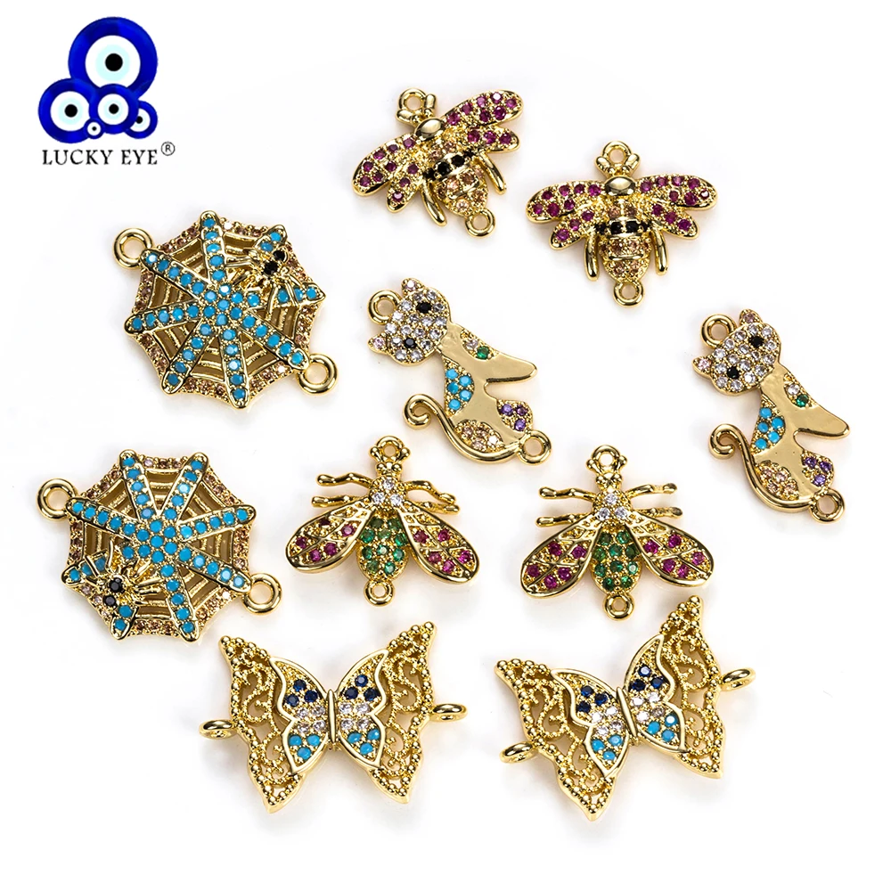 Подвески Lucky Eye с кошачьими бабочками циркониевые кристаллы микро медные в виде