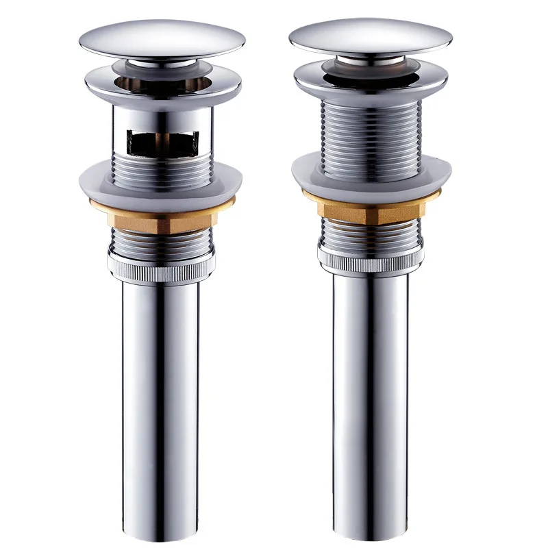 

Bathroom Faucet Vessel or Vanity Sink Spring Pop Up Drain Stopper With Overflow, Brshed Nickel Finish