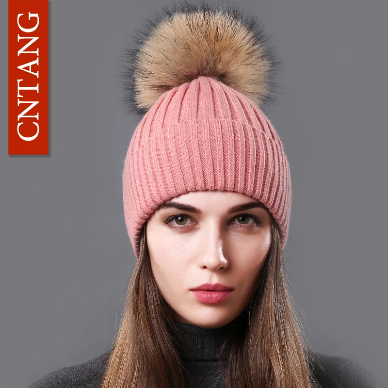 Классические осенне-зимние шапки CNTANG модная шапка из натурального меха енота