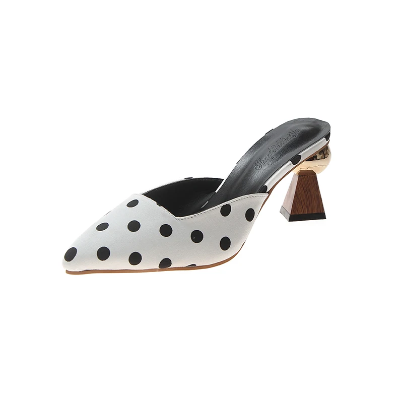 White Moxxy/Новинка года; модные туфли без задника на каблуке; Mule feminino; женские уличные тапочки; женские сандалии-шлепанцы; Femme; 7 см - Цвет: White