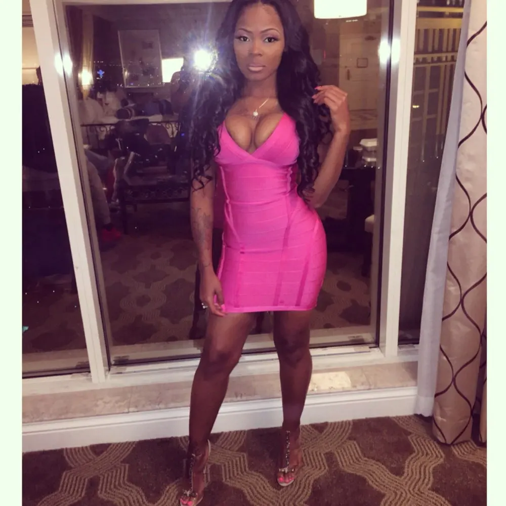 2017 вискоза ярко-розовое Сексуальное Женское облегающее Бандажное платье hl с