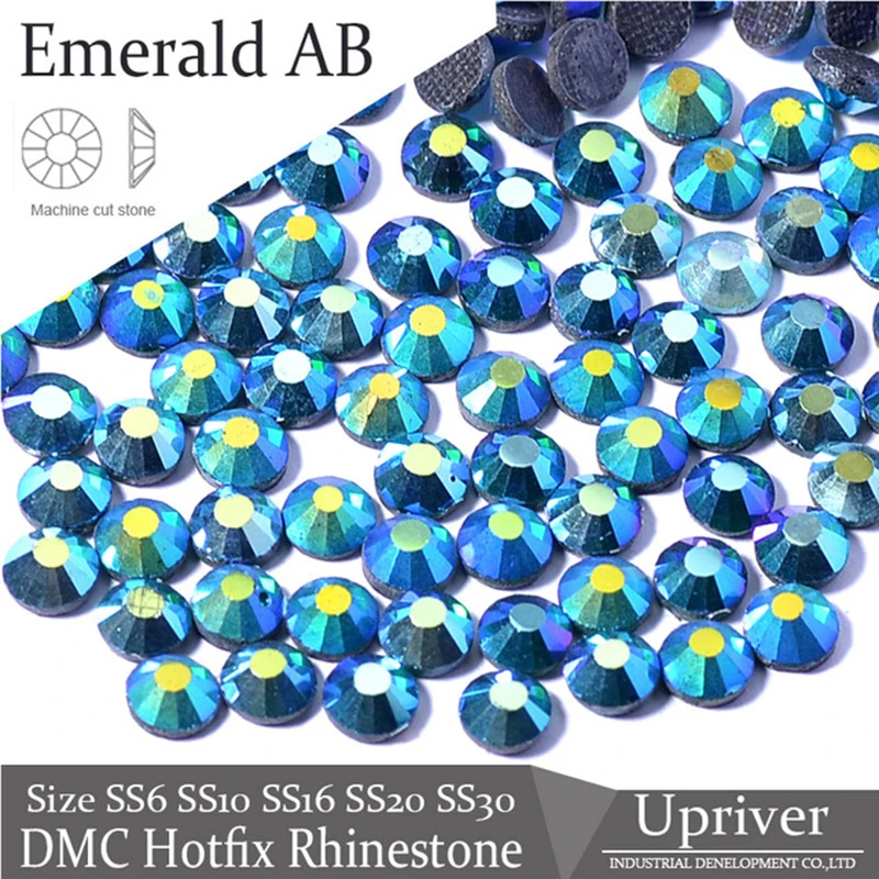 

Upriver Hotfix Rhinestones SS6-SS30 Emerald AB DMC Glitter Loose DMC Strass DIY Garment Accessories