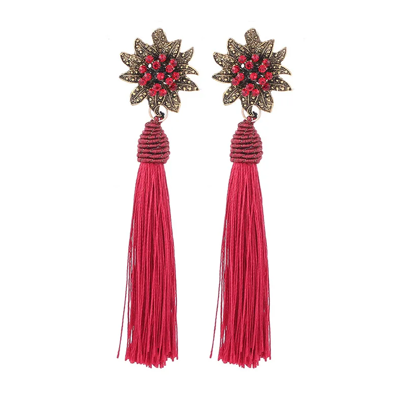 2018 этнические винтажные большие желтые длинные серьги с кисточками Макси