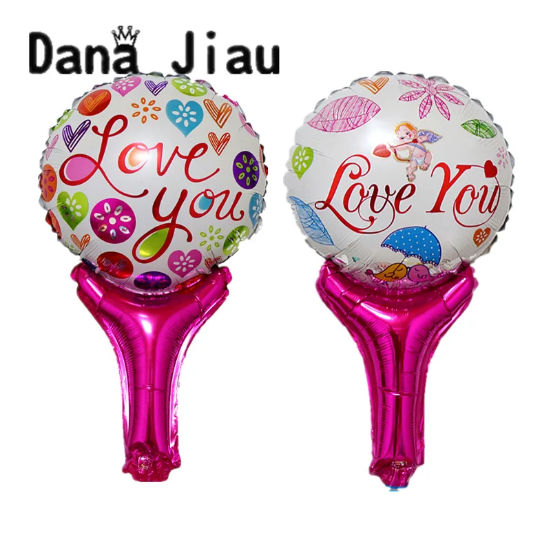 DanaJiau LOVE YOU красное сердце ручная палка воздушный шар День рождения греческий