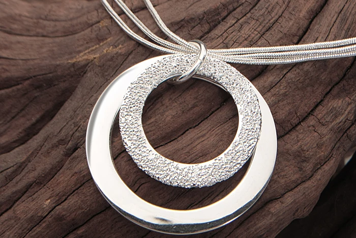 Твердые серебряные круглые подвески популярный стиль женское ожерелье из