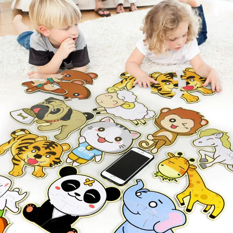 INBEAJY Детские Обучающие головоломки животные Кошка/собака/Тигр Развивающий Пазл