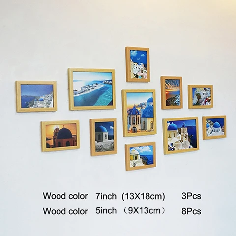 wood color frame 11 шт. классические фоторамки для настенных подвесных фоторамок 5 7 дюймов Свадебные парные Рекомендуемые фоторамки - Цвет: wood color frame