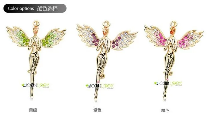 LM B003 новая модная красивая брошка из сплава с кристаллами ангела бесплатная