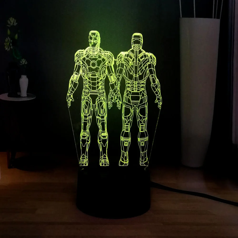 Amroe новинка 2019 3D LED USB сенсорный новый атмосферный Настольный светильник Marvel два