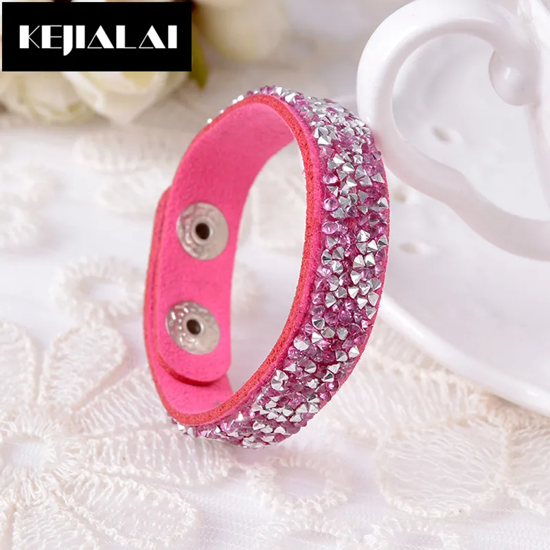 2017 Украшенные стразами Кожаные браслеты для Для женщин проложили блестящими