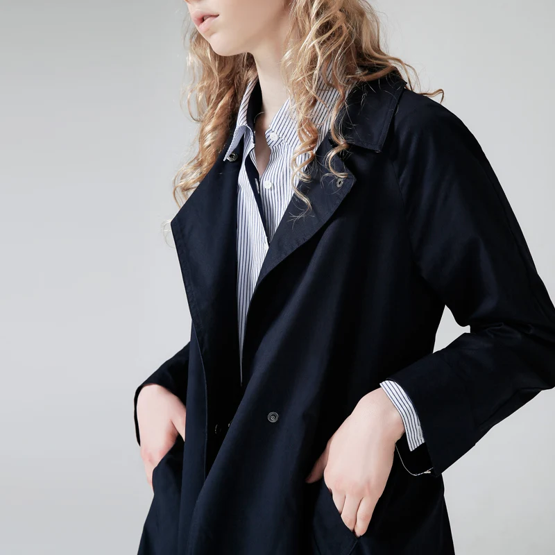 Toyouth 2019 Women Casual Button British Style Winter Long Outwear Navy Pocket Windbreaker Trench Coat With Waist Belt | Женская одежда