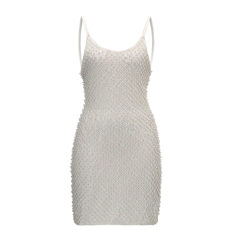New Fashion Gold Dress White Luxury Beading Spaghetti Strap Sexy Strapless Mini Bling Celebrity Party Vestidos Club | Женская одежда