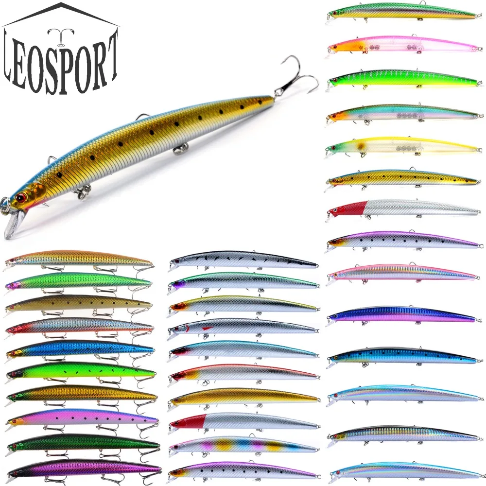 Best selling 1pcs 18cm 24g big long fish Minnow sea fishing lure bait 3D eyes Strong hooks lures for sea fishing