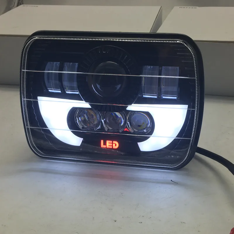 Пара 5X7 &quotфар с H4 коннектором Hi /Low beam и DRL светодиодный фонарь для 84 01 Jeep Wrangler &amp