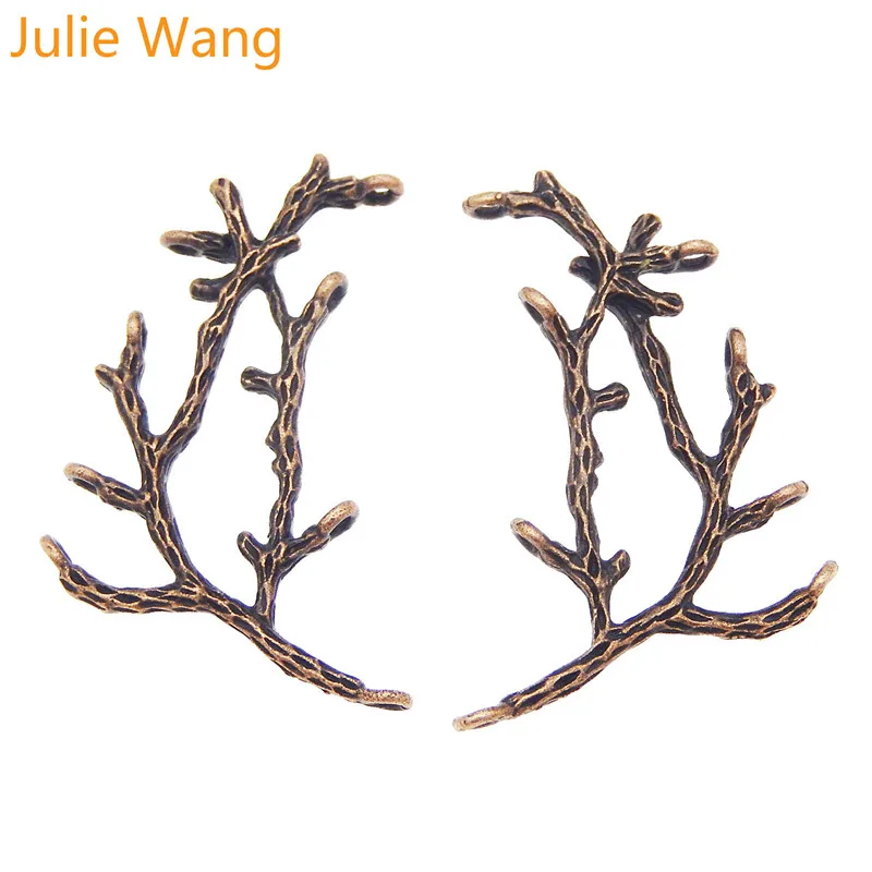 Julie Wang 5 шт. красные медные украшения мини ветви Форма Подвеска ручной работы