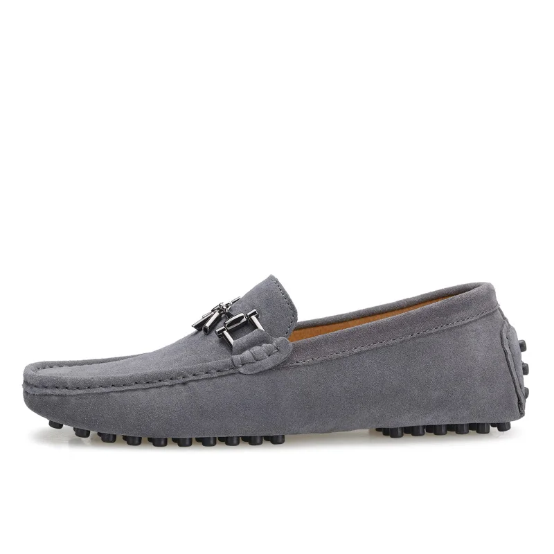 GOXPACER Autumn Shoes Men Metal Buckle Loafers Casual Suede Genuine Leather Flats Fashion Male Tassel Free Shipping | Обувь