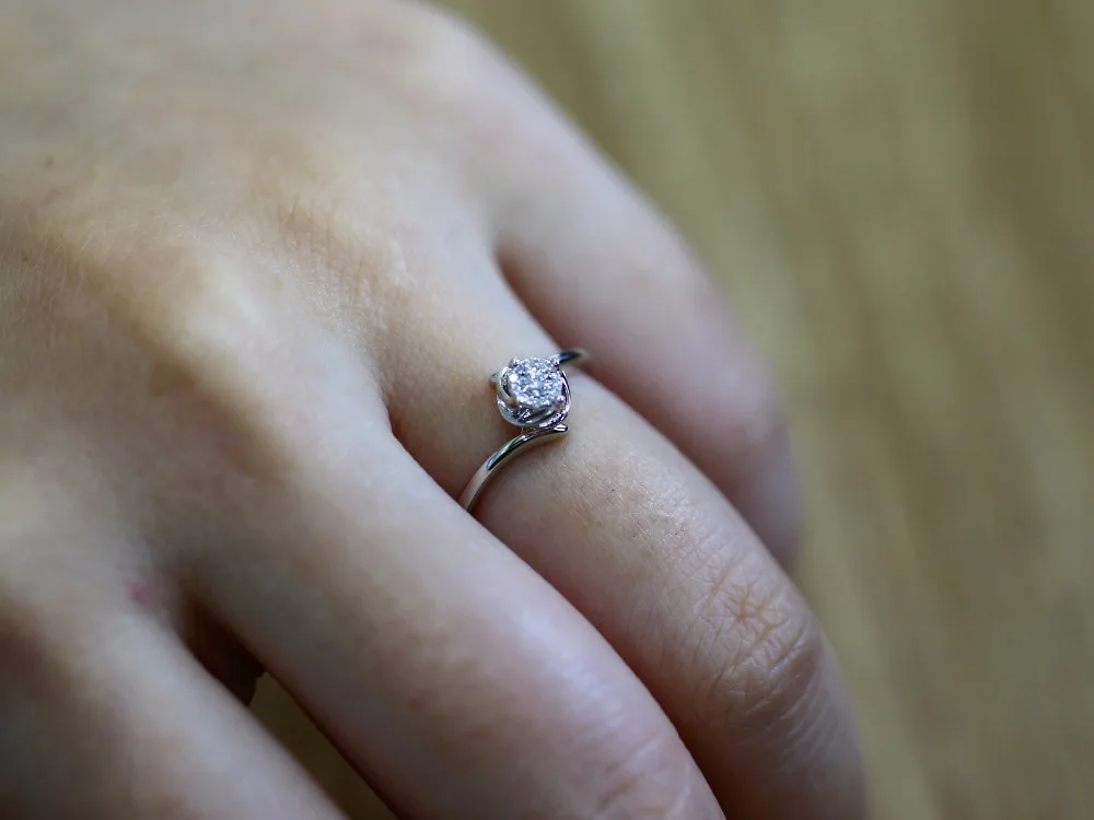 LASAMERO 0,013 CT H/SI круглый вырез современный дизайн кольцо с натуральным бриллиантом для женщин 18 к белое золото сертифицированное обручальное кольцо