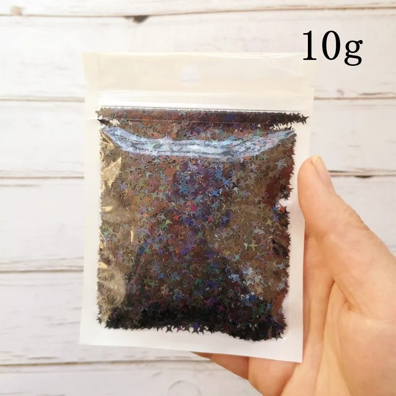 10 г/20 г звездный блеск Diy Кристалл поставки слаймов ультра-тонкие ломтики ногтей искусство советы коробка аксессуары украшения игрушки для детей - Цвет: 10g Black