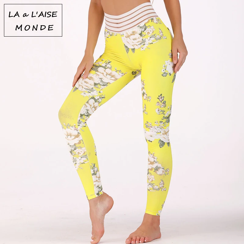 Женские штаны для йоги с принтом высокая талия Капри спортивные Леггинсы фитнеса