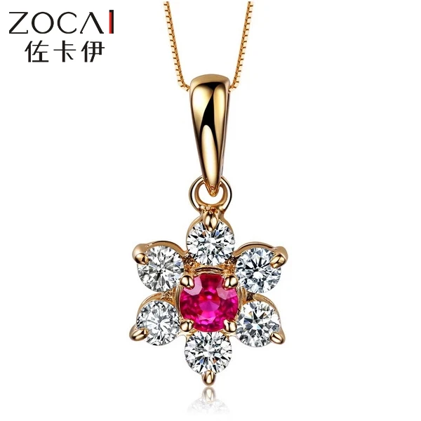 ZOCAI 0.18 КТ сапфир и 0.30 алмазный кулон с 925 серебряную цепочку как подарок 0.14 карат