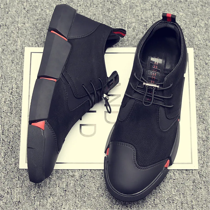 Shoes Men All Black England Style Casual Leather Breathable Fashion 2022 NEW High quality | Обувь