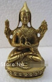 Быстрая доставка латунная маленькая Статуэтка Tsongkahpa Guru Buddha тибетская Бронзовая