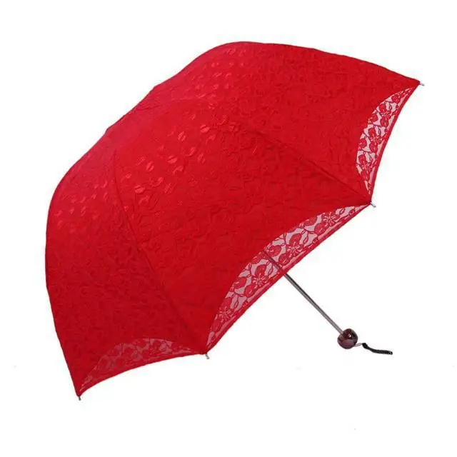 100% брендовый Винтажный кружевной зонтик для свадебной принцессы прочный красный