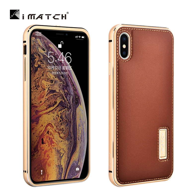Оригинальный металлический чехол iMatch для iPhone XS MAX из натуральной кожи X