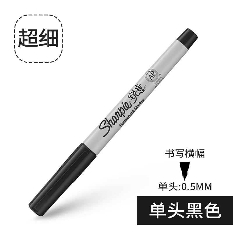 fine head-BK Америка Sharpie красочные золотой Маркер ручки водонепроницаемый масляной краски маркеры - Цвет: fine head-BK