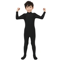 2018 free shipping black bodysuit covered foot hand free version lycra zentai suit pure color halloween party unitard