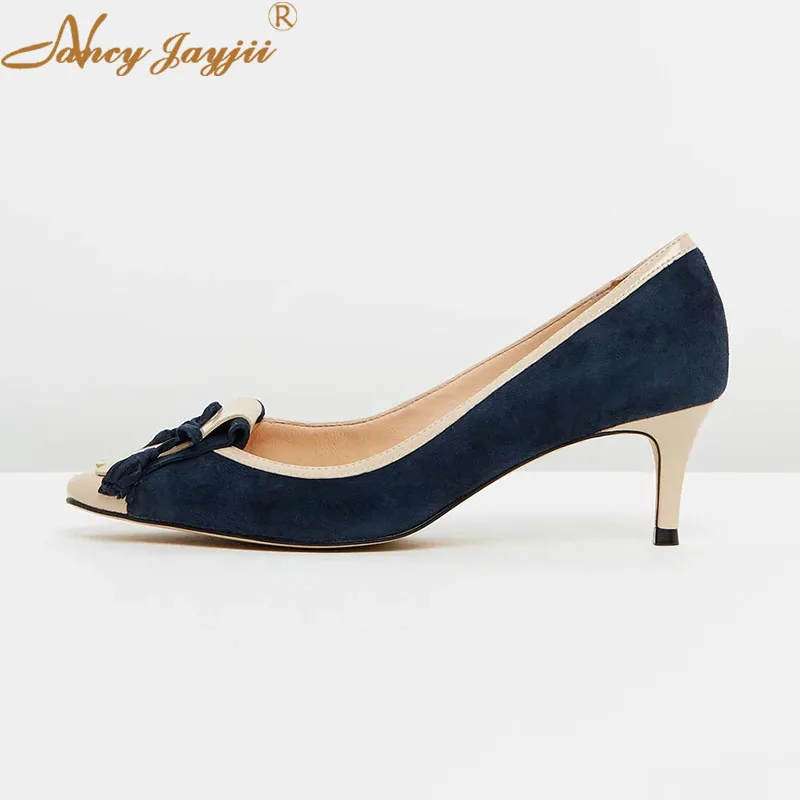 

Nancyjayjii Navy Blue Flock Butterfly-Knot Pumps Autumn Women’S Office Party Elegant Round Toe Stiletto Heels Ladies 38 39 Shoes