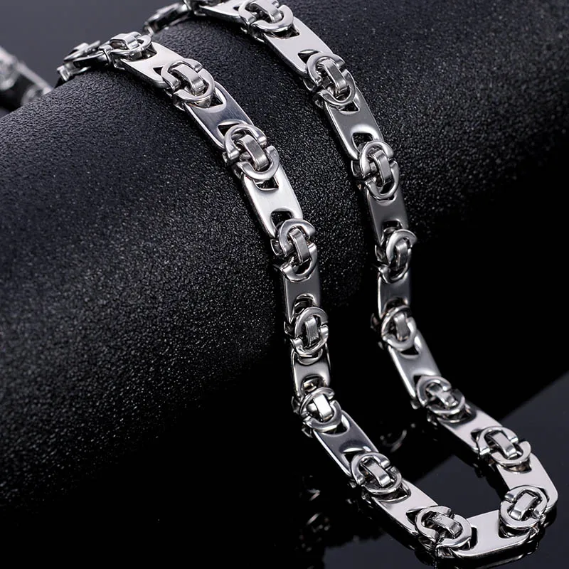 Silver Color TrustyLan, мужское ожерелье s, роскошное, золотое, черное, серебряное, цвет, нержавеющая сталь, цепочка, колье, ожерелье, 22 дюйма, длинное, мужское ожерелье, ювелирное изделие - Окраска металла: Silver Color