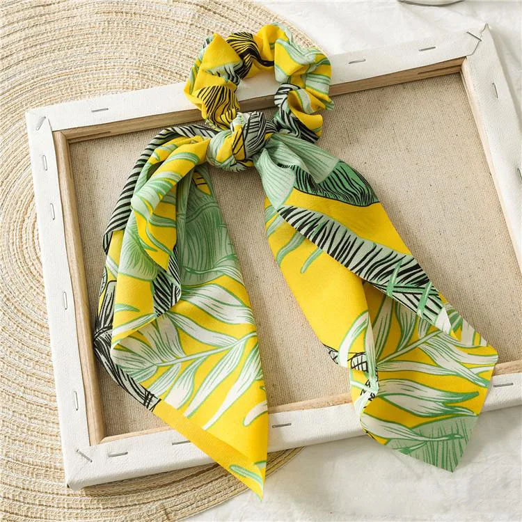 

INS Summer Scarf Bow Hair Scrunchies Bow Women Accessories Hair Bands Ties Scrunchie Ponytail Holder Rubber Rope Decoration Big