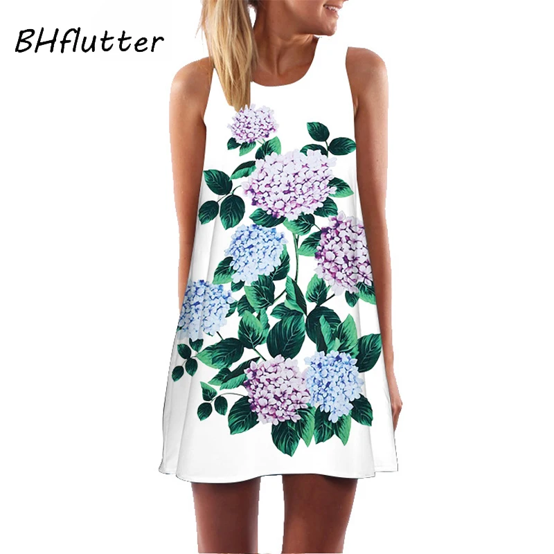 BHflutter 2019 платье из новой коллекции Для женщин Мода красочные с принтом розы