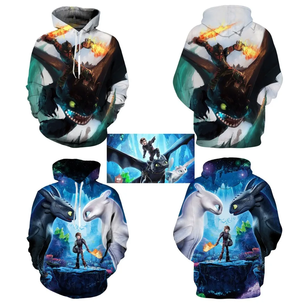 Как приручить дракона 3 Иккинг костюмы для косплея Беззубик толстовки с 3D принтом